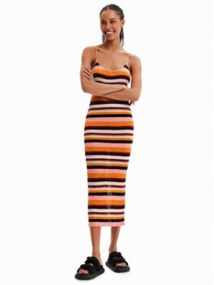 Slim fit šaty Desigual oranžové