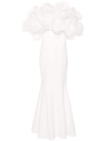 Květinové večerní šaty Ana Radu bílé