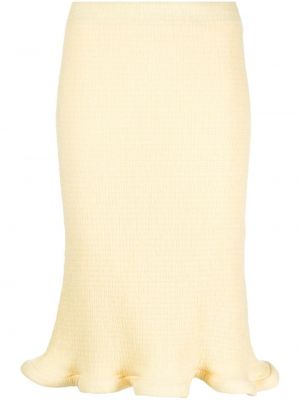 Βαμβακερή midi φούστα με βολάν Jil Sander κίτρινο