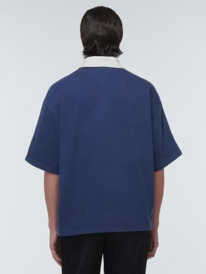 Medvilninis polo marškinėliai Bottega Veneta mėlyna
