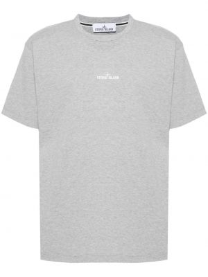 T-shirt aus baumwoll mit print Stone Island grau