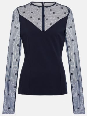 Průsvitný viskózový crop top jersey Givenchy - modrá