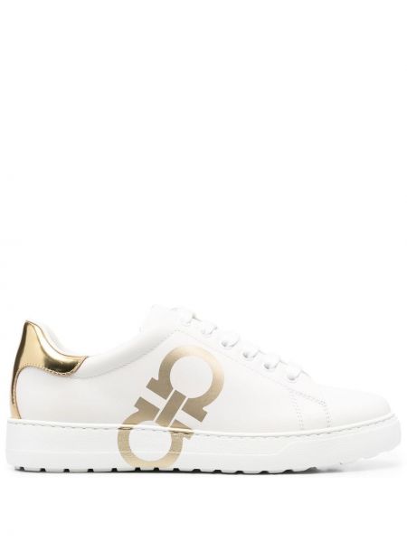 Trykt lær sneakers Salvatore Ferragamo hvit