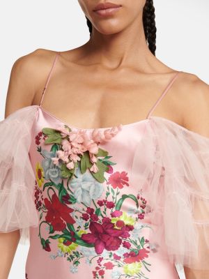 Virágos midi ruha Rodarte rózsaszín