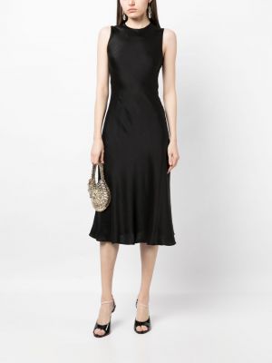 Czarna jedwabna sukienka koktajlowa bez rękawów Cynthia Rowley