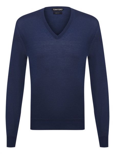 Кашемировый шелковый пуловер Tom Ford синий