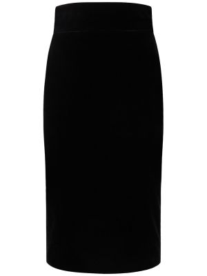 Jupe mi-longue taille haute en velours en coton Alexandre Vauthier noir