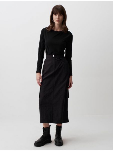 Midi φούστα με ψηλή μέση Jimmy Key μαύρο