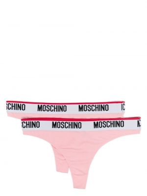 Chiloți tanga din jerseu Moschino roz