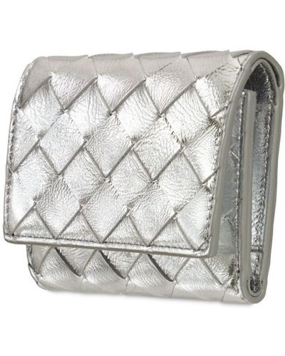 Bőr pénztárca Bottega Veneta ezüstszínű