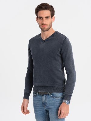 Пуловер с v-образно деколте Ombre синьо