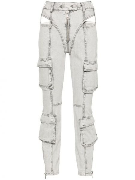Skinny fit džínsy s vysokým pásom Elisabetta Franchi sivá