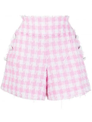 Pantalones cortos con botones de tweed Balmain rosa