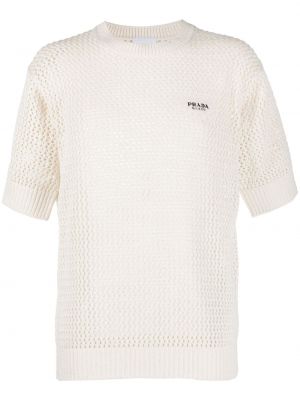 Копринена тениска Prada бяло