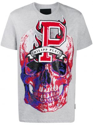 Camiseta de cuello redondo Philipp Plein gris