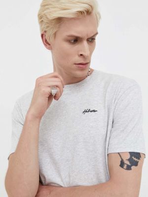 Меланж памучна тениска с дълъг ръкав с принт Hollister Co. сиво