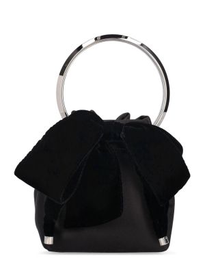 Aksamitna torba z kokardką Jimmy Choo czarna