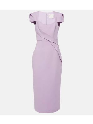 Drapiruotas šilkinis vilnonis midi suknele Roland Mouret violetinė