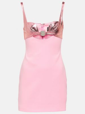 Кожаное платье мини из джерси David Koma розовое