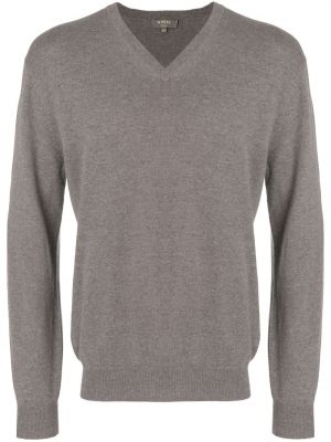 Пуловер с v-образно деколте N.peal сиво