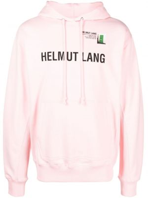 Raštuotas medvilninis džemperis su gobtuvu Helmut Lang rožinė