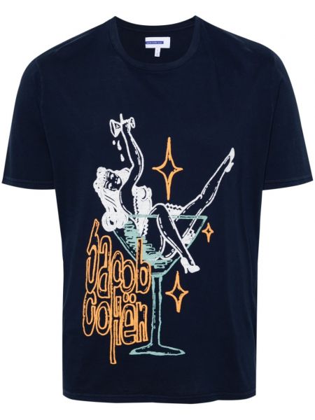 T-shirt aus baumwoll mit print Jacob Cohën blau