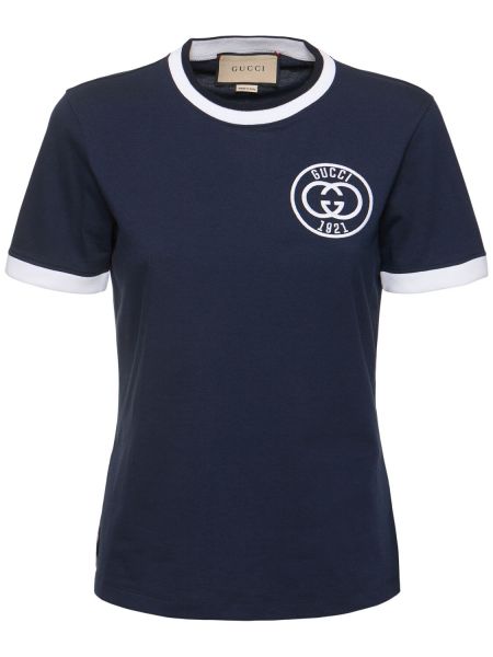 Camiseta de algodón de tela jersey Gucci azul