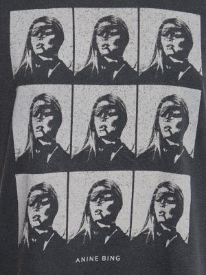 Raštuotas medvilninis marškinėliai Anine Bing juoda