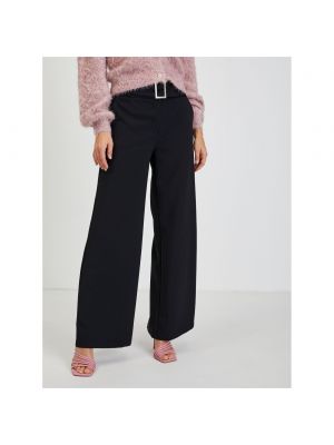 Pantaloni largi cu fermoar din viscoză cu curea Orsay - negru