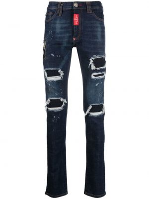 Nødlidende skinny jeans Philipp Plein blå