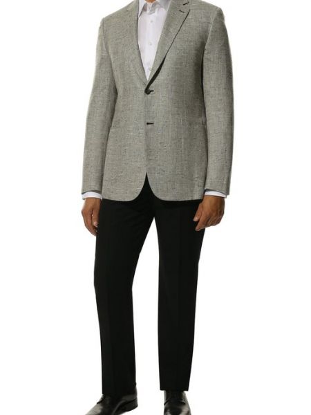 Кашемировый шелковый пиджак Brioni серый