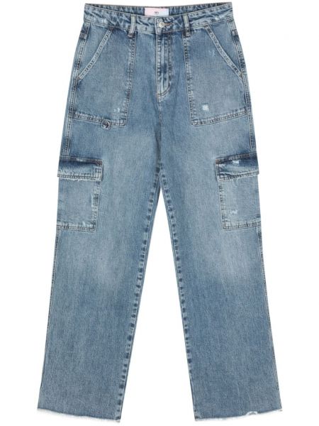 Straight fit džíny s výšivkou Chiara Ferragni modré