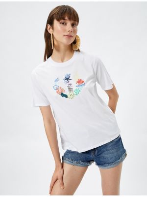 Bavlněné tričko s korálky Koton