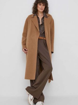Płaszcz wełniany oversize Polo Ralph Lauren beżowy