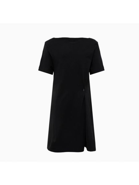 Mini vestido de algodón con escote barco Courrèges negro