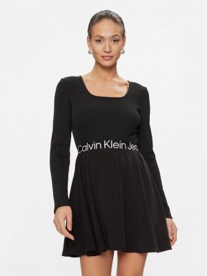 Rochie din denim Calvin Klein Jeans negru