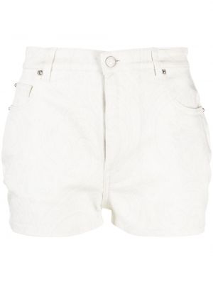 Pantaloni scurți din denim cu imagine cu model paisley Etro alb