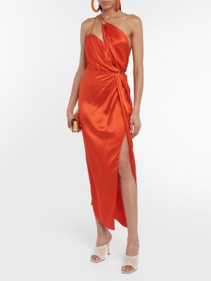 Svilena midi haljina The Sei narančasta