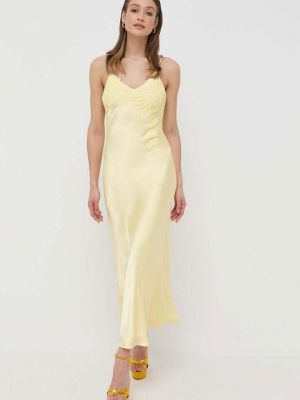 Bavlněné dlouhé šaty Bardot - žlutá
