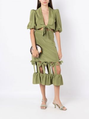 Hedvábné midi sukně Adriana Degreas zelené