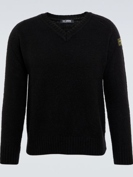 Jersey de lana de tela jersey Raf Simons negro