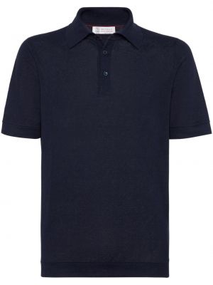 Lininis polo marškinėliai Brunello Cucinelli mėlyna
