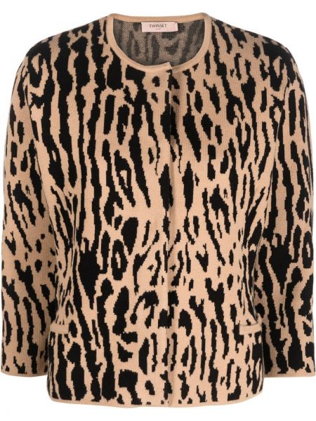 Leopardmønstret lang genser med print Twinset