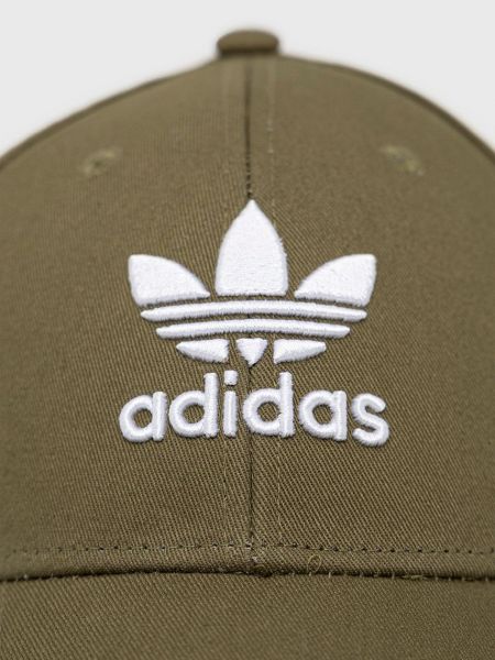 Хлопковая шапка с аппликацией Adidas Originals зеленая