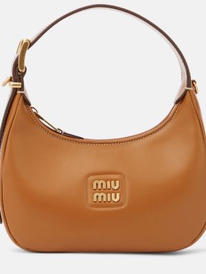 Kožená kabelka Miu Miu béžová
