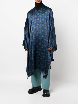 Chemise en soie à imprimé à motif géométrique Ozwald Boateng bleu