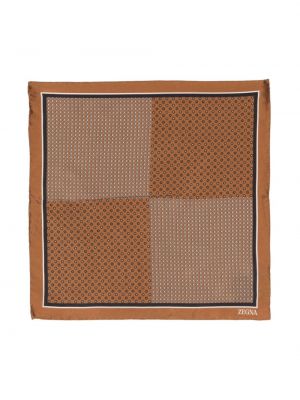 Cravată de mătase cu imagine cu imprimeu geometric Zegna maro