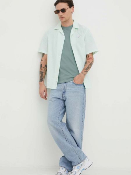 Koszula jeansowa Tommy Jeans zielona