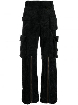 Zamatové rovné nohavice Acne Studios čierna