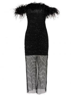 Sukienka koktajlowa w piórka Self-portrait czarna